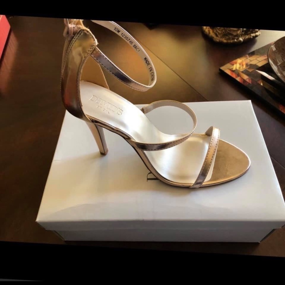 Triple Strap Metallic Stiletto Sandals